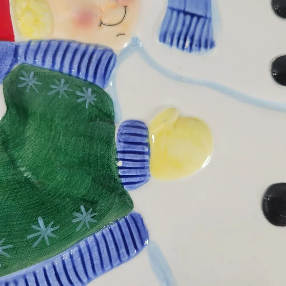 Pfaltzgraff Snow Village Decorative Snowman Plate Christmas Holiday Vintage